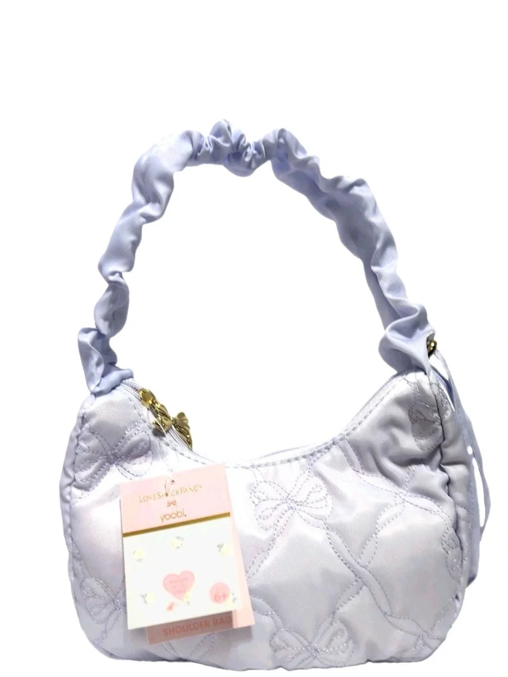 LoveShackFancy x Yoobi Lavender Quilted Shoulder Bag with Scrunch Handle NWT